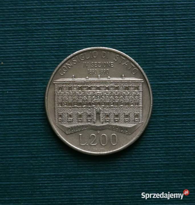 WŁOCHY 200 lirów 1990r 100lecie Wydziału VI Rady Gliwice