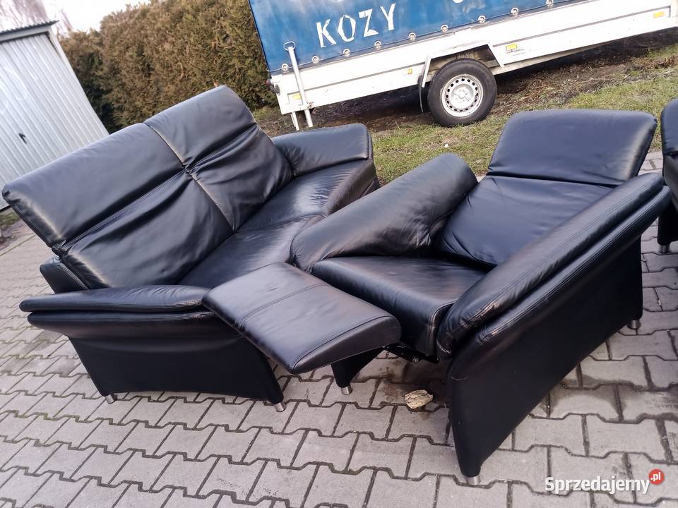 Komplet Rozkładany RELAX 321 i Stolik Skóra Kozy
