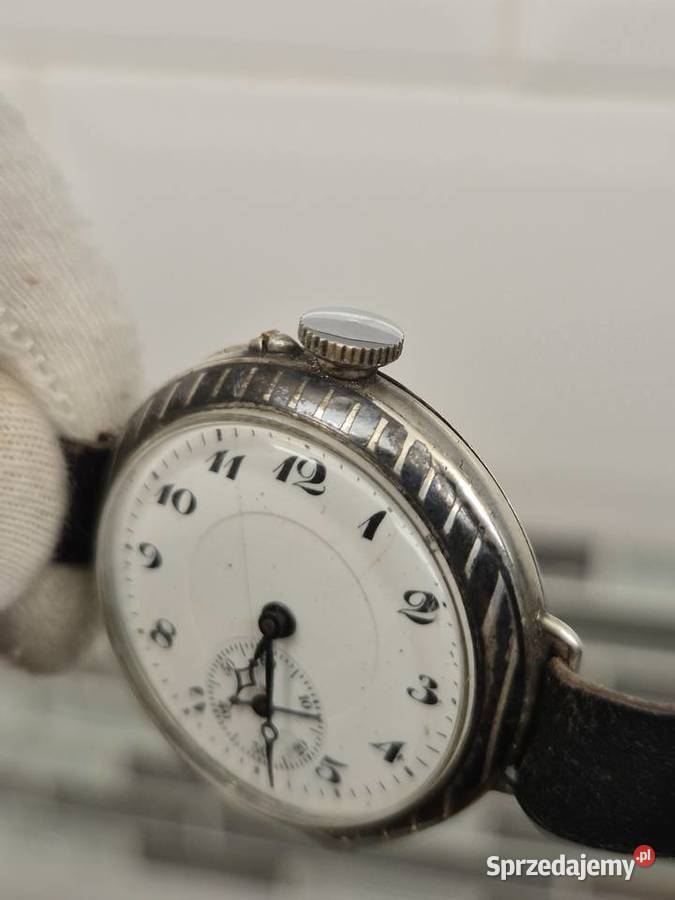 Antyczny Srebrny Trench Watch NIEL HF Huguenin Chorzów