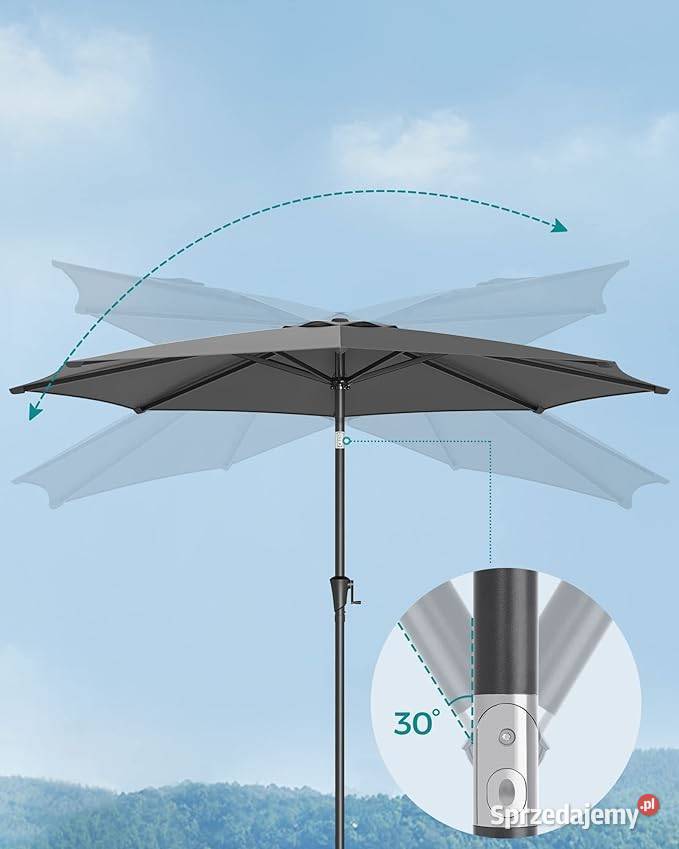 Parasol 340 z korbą do otwieraniazamykania Wyrzeka