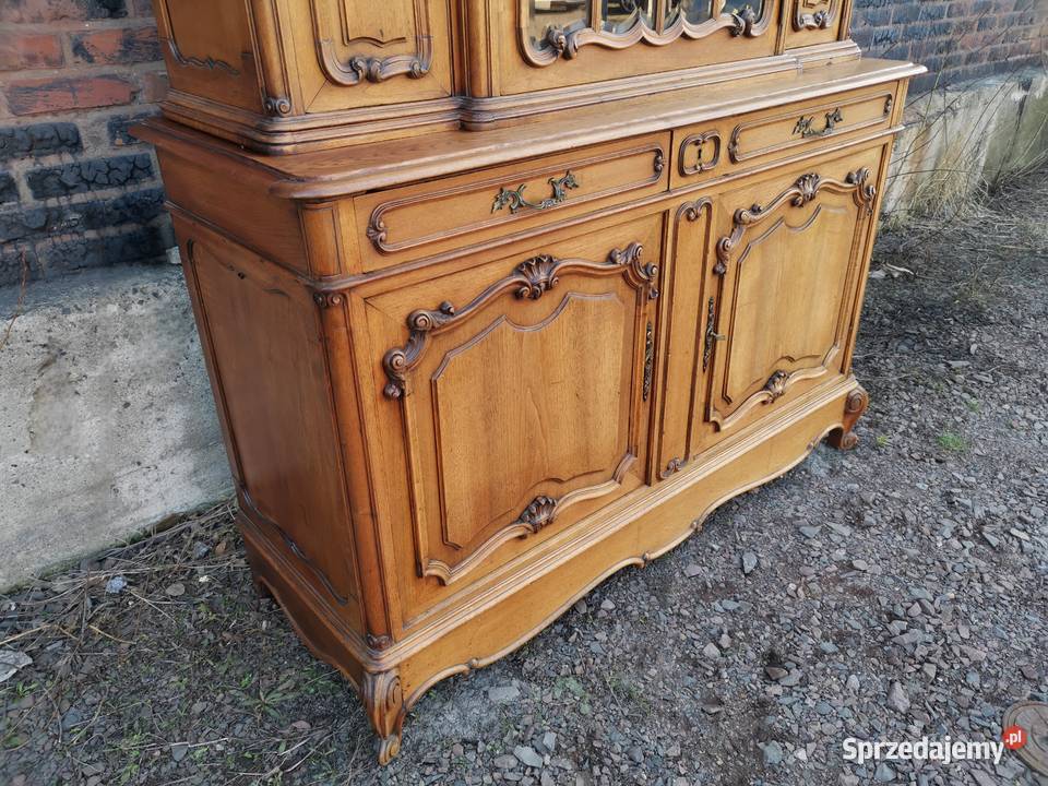 Dębowy kredens rocaille witryna antyk transport Wałbrzych