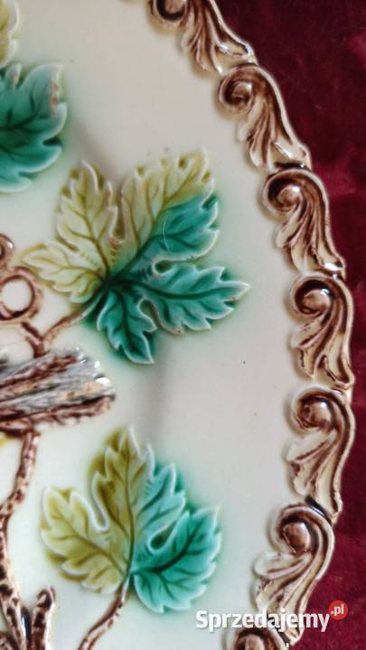 Secesyjny talerze ceramiczny ptaszki i winorośle Gdańsk