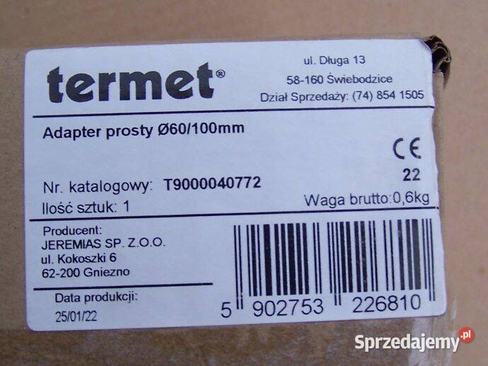 adapter koncentryczny do komina śr 60100mm Elbląg