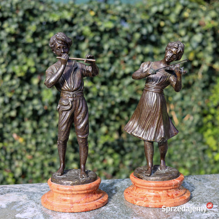 ARTexpert Para figur z brązu Grajek skrzypaczka Dobrzany