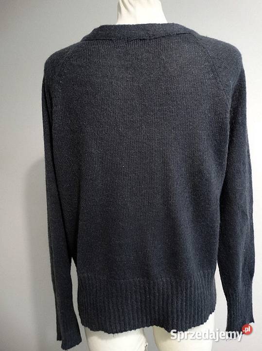 Sweter Kardigan Moherowy Wełniany Szary Ciepły szary/srebrny Łomża