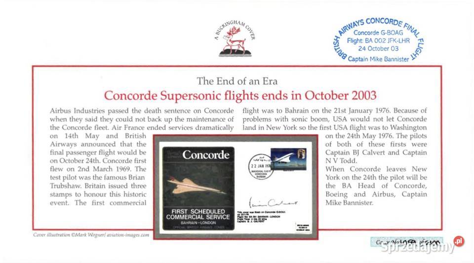 WIELKA BRYTANIA 2003ostatni lot ConcordaRZADKA Człuchów