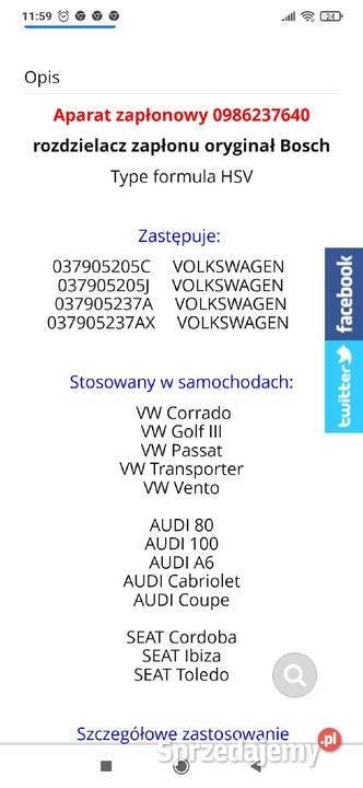 Przepływomierz powietrza VW golf 3 poj 20 V8