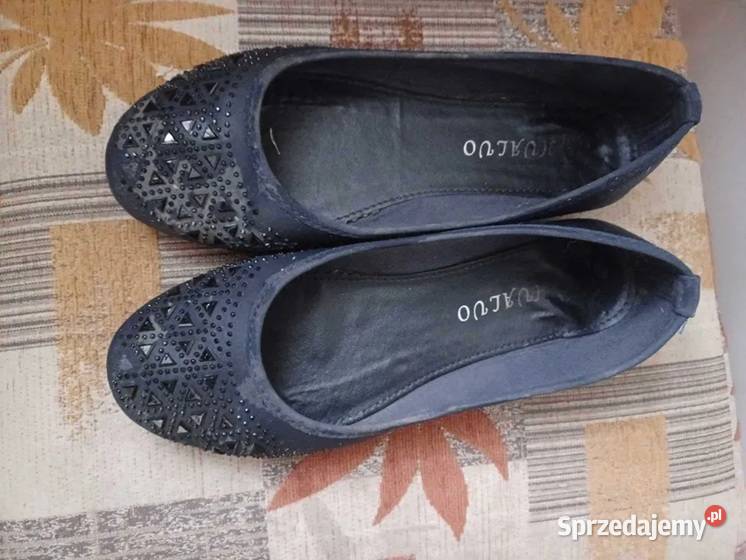 Śliczne wygodne granatowe baleriny damskie Hajnówka