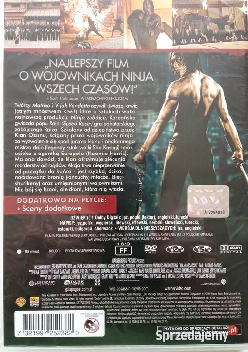 Ninja zabójca DVD Rain Sh Kosugi Filmy Łódź