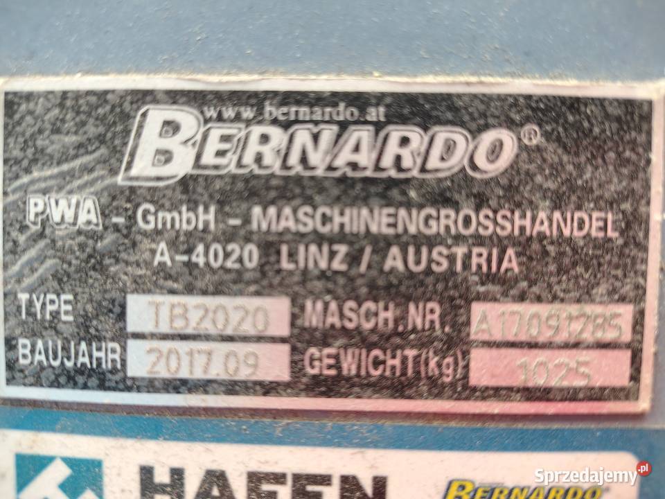 Giętarka zaginarka segmentowa TB 2020 BERNARDO Pozostałe Pozostałe Łódź