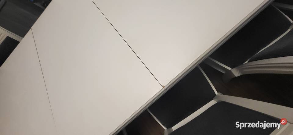 Stól rozkladany 100x400 bialy z 10 krzesłami Dębica