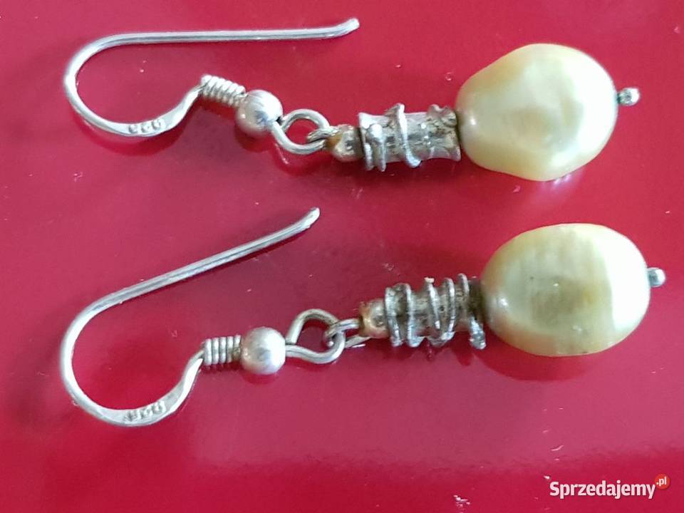 kolczyki srebrne perły naturalne biżuteria srebrne Kielce sprzedam