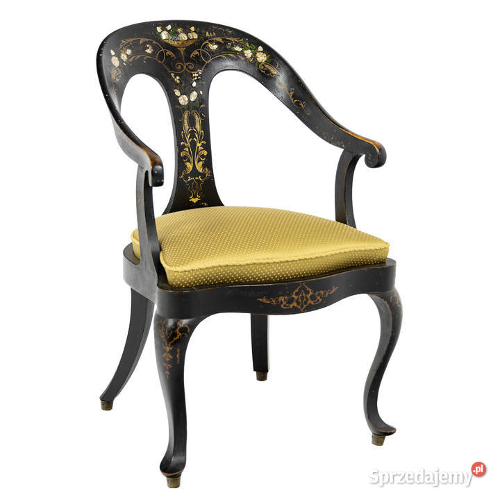 Zabytkowy czarny fotel biblioteczny z Swarzędz sprzedam