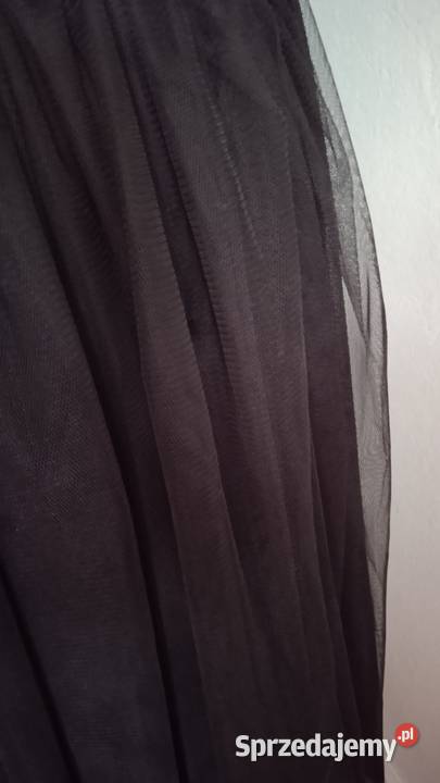 TIULOWA SPÓDNICA MIDI r 40 42 Bez wzoru
