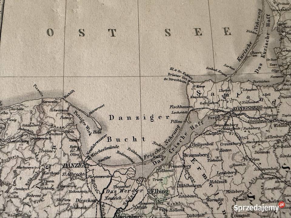 Stara mapa historyczna Polski 1869 Prusy Poznań Antyki Czerwionka-Leszczyny