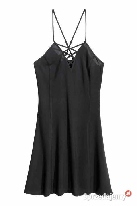 Czarna sukienka HM xs 34 sznurowana wiązana H&M Toruń