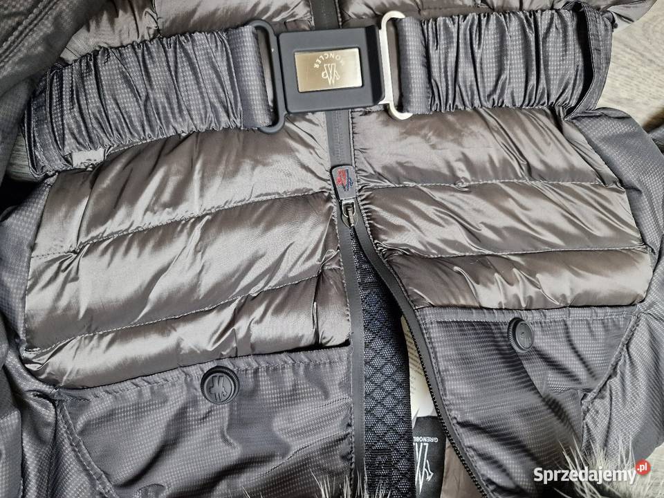 Kurtka Moncler Taliowa Xs S Szara szary/srebrny Odzież damska