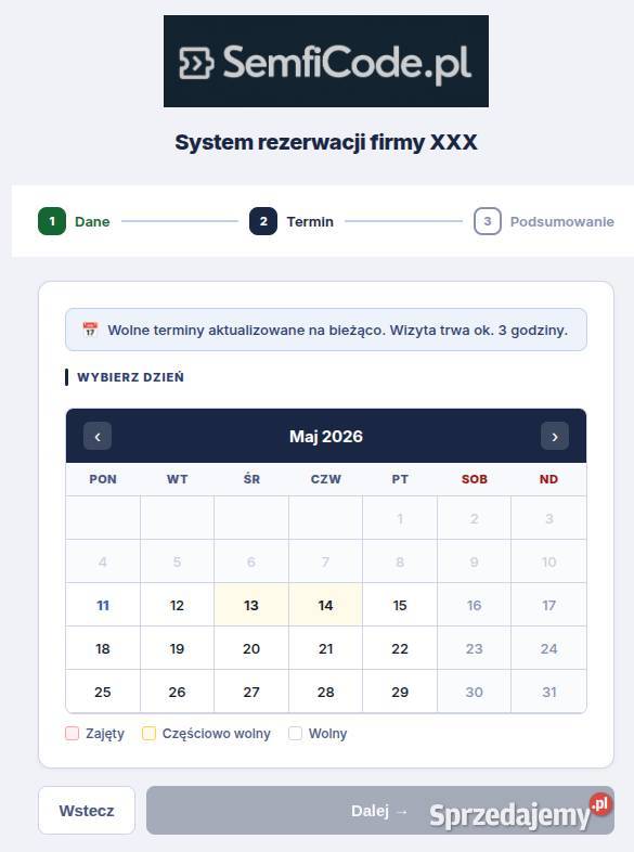 System rezerwacji online klient i admin każda