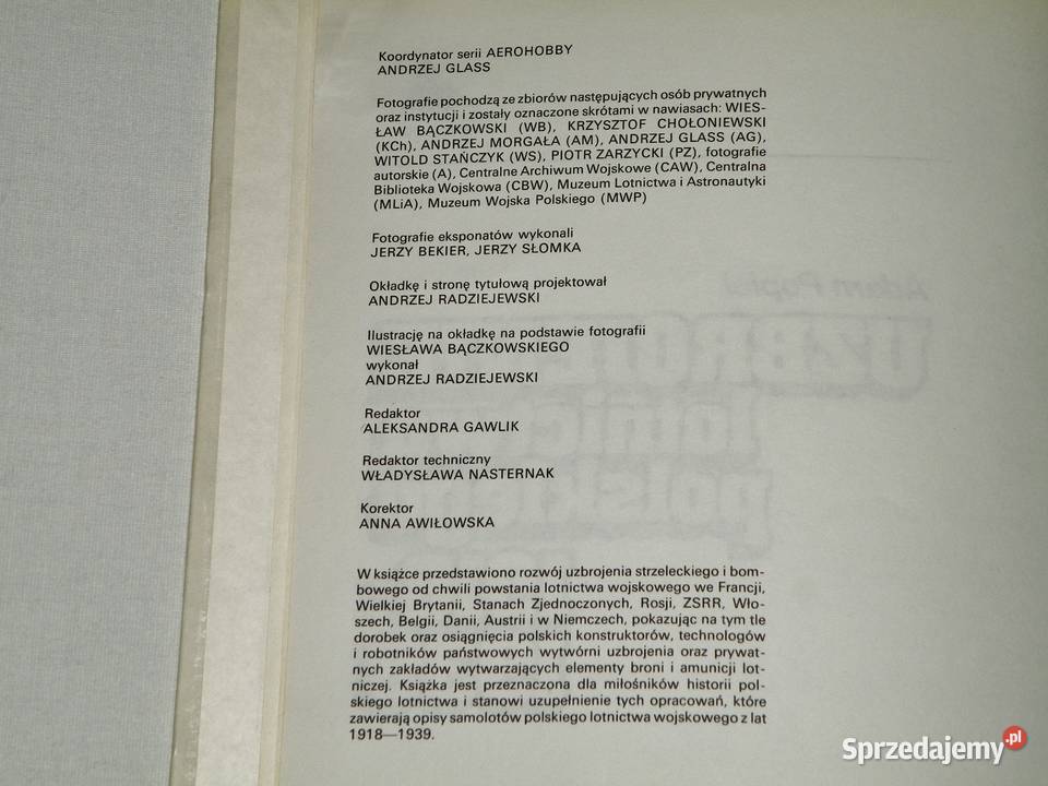 Uzbrojenie lotnictwa polskiego 19181939 A sprzedam
