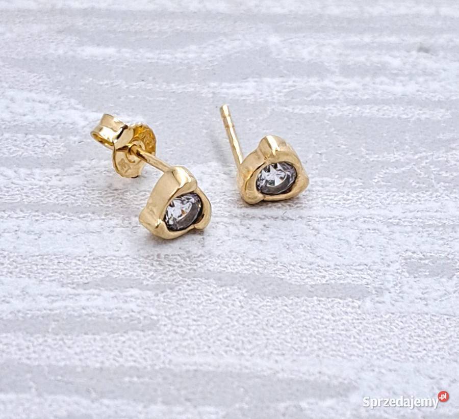 Kolczyki Złote pr333 z jednym kamieniem sztyft Poznań