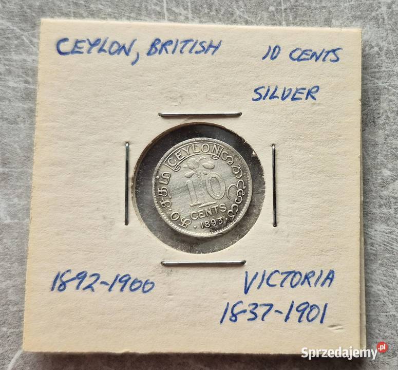 C18 CEJLON srebro 10 Cent 1893 r Victoria Wola Kruszyńska