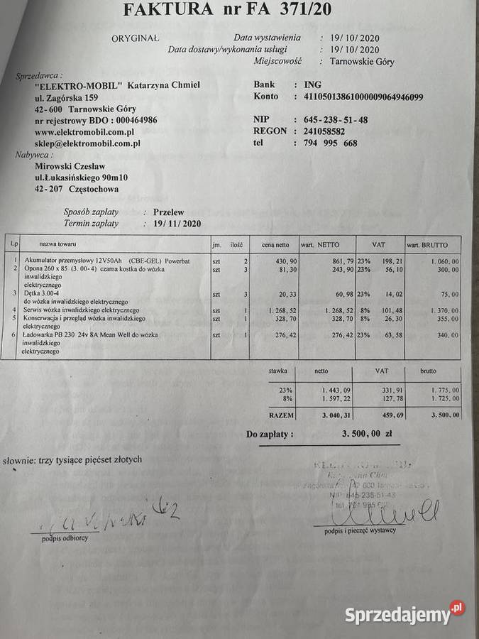 Skuter inwalidzki Częstochowa