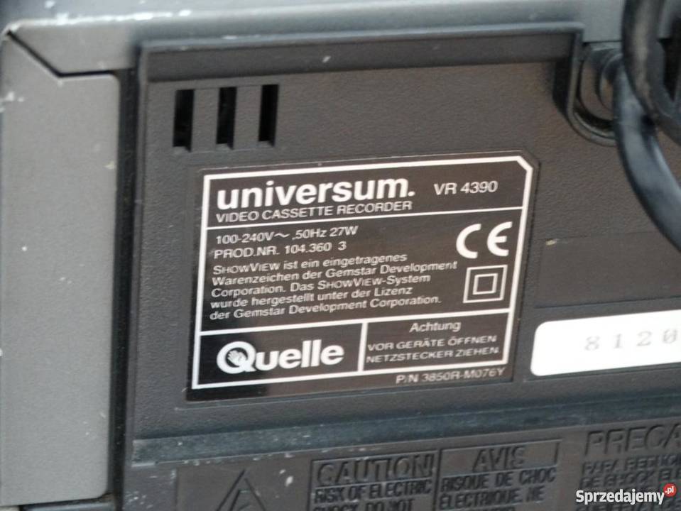 Magnetowid SVHS Universum VR4390 stereo WYSYŁKA Jasło