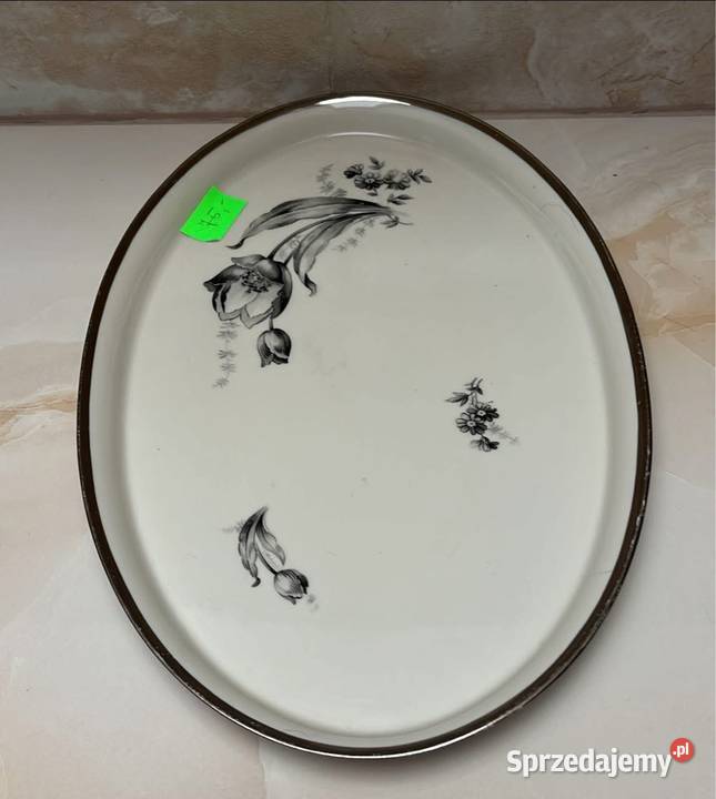 Patera z czarnymi tulipanami Półmisek Sygnatura Gdańsk