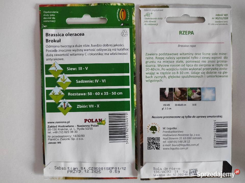 Nasiona różne fasola X2 dynia oberżyna brokuł