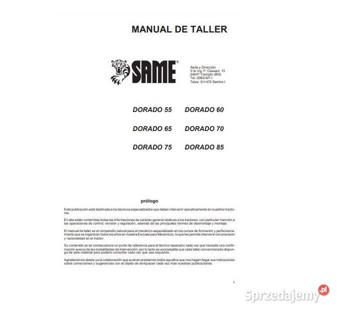 SAME DORADO 55 60 65 70 75 85 instrukcja obsługi