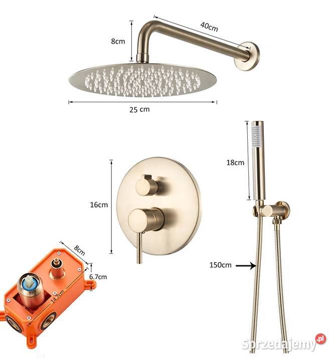 Prysznic Shawa 1 owalny 25 10inch złoty Katowice
