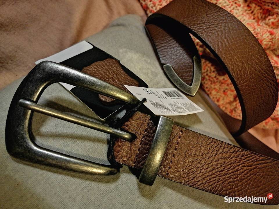 Nowy z metką SKÓRZANY pasek Z metalową klamrą I Skóra Leszno