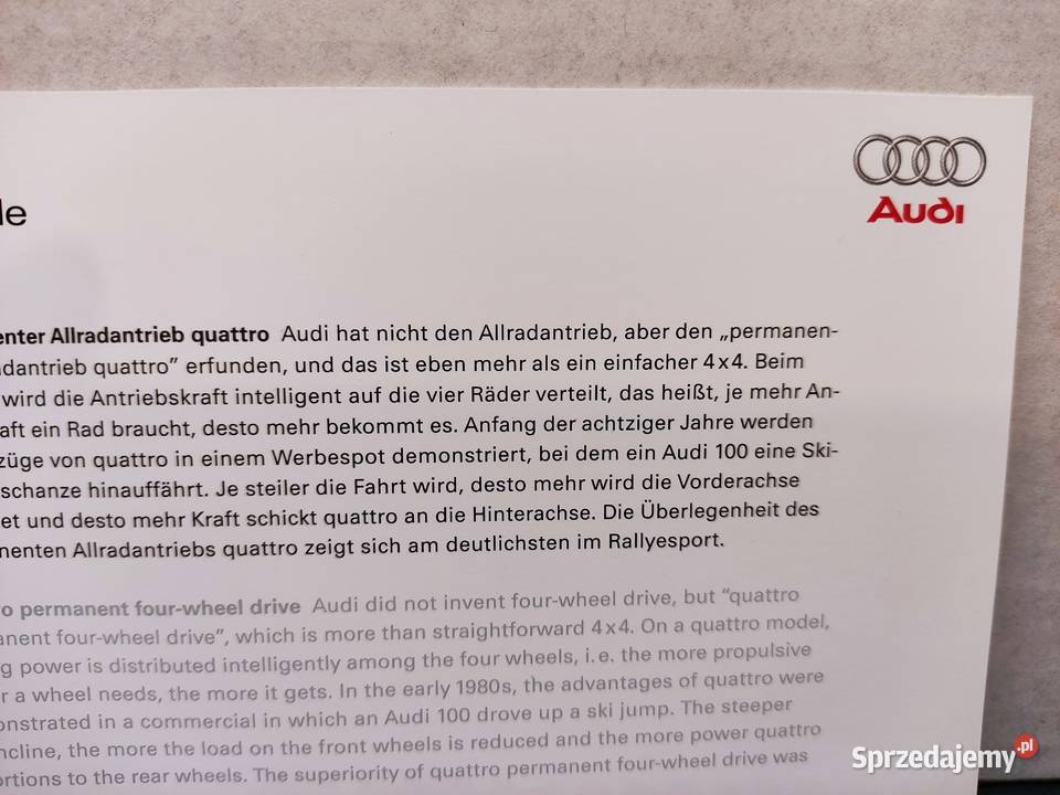 Pocztówka widokówka Audi quattro permanent Głuchołazy
