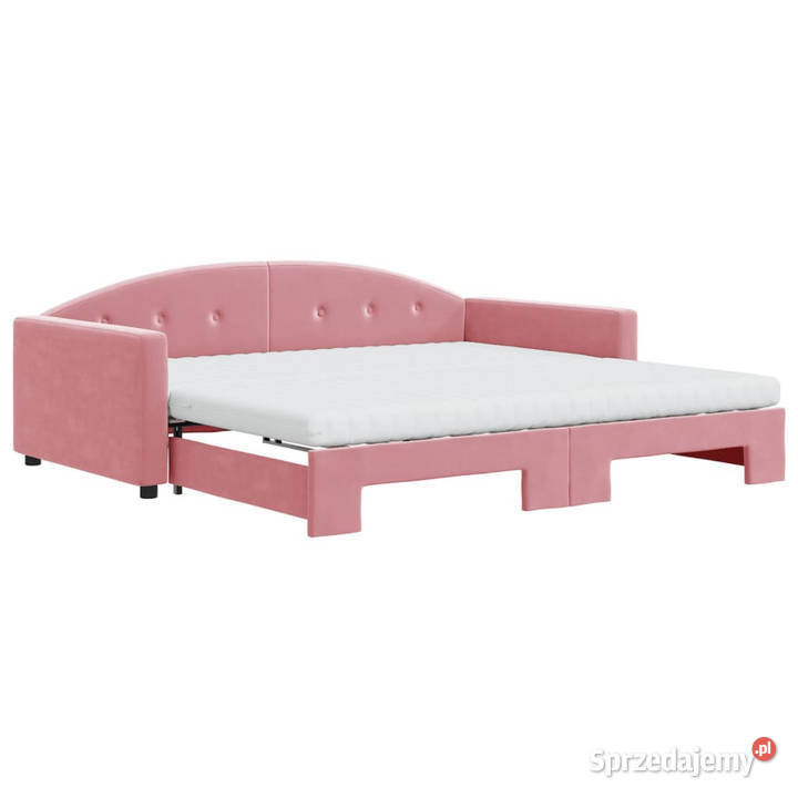 Sofa rozsuwana z materacami różowa aksamit Warszawa