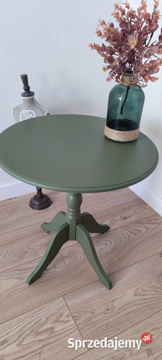 Stolik kawowy okrągły zielony 48cm Bolesławiec