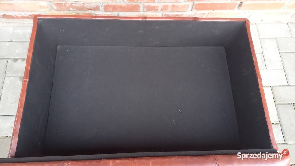 Puf skórzany brązowy otwierany Podnóżek