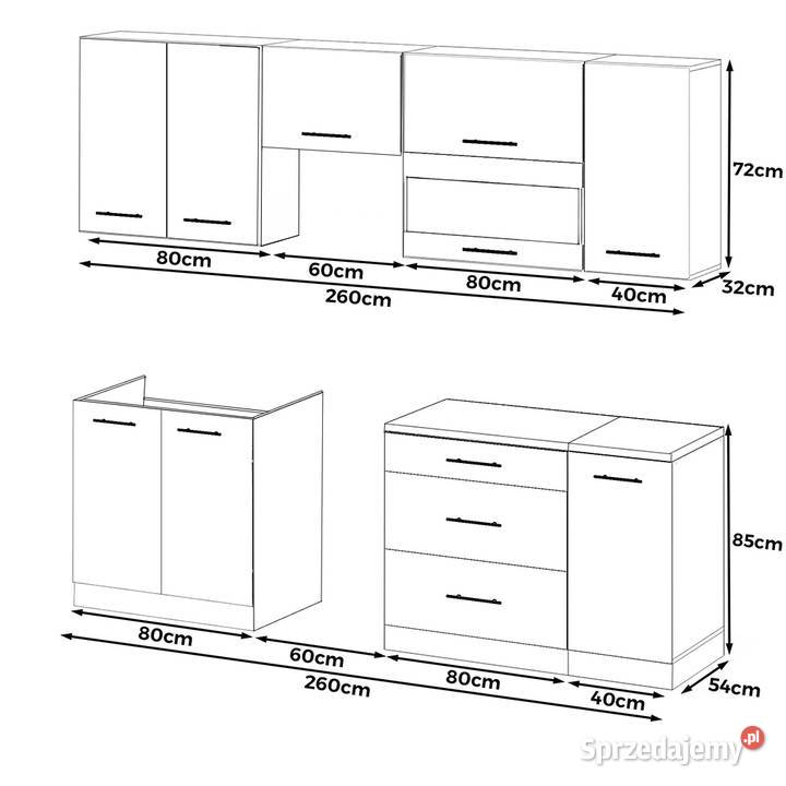 Meble Kuchenne Kuchnia 26m Szafki Modułowe 260cm Elbląg sprzedam