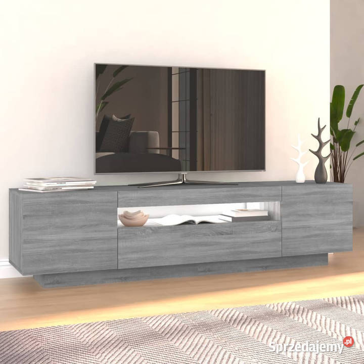 Szafka TV z oświetleniem LED szary dąb sonoma Warszawa