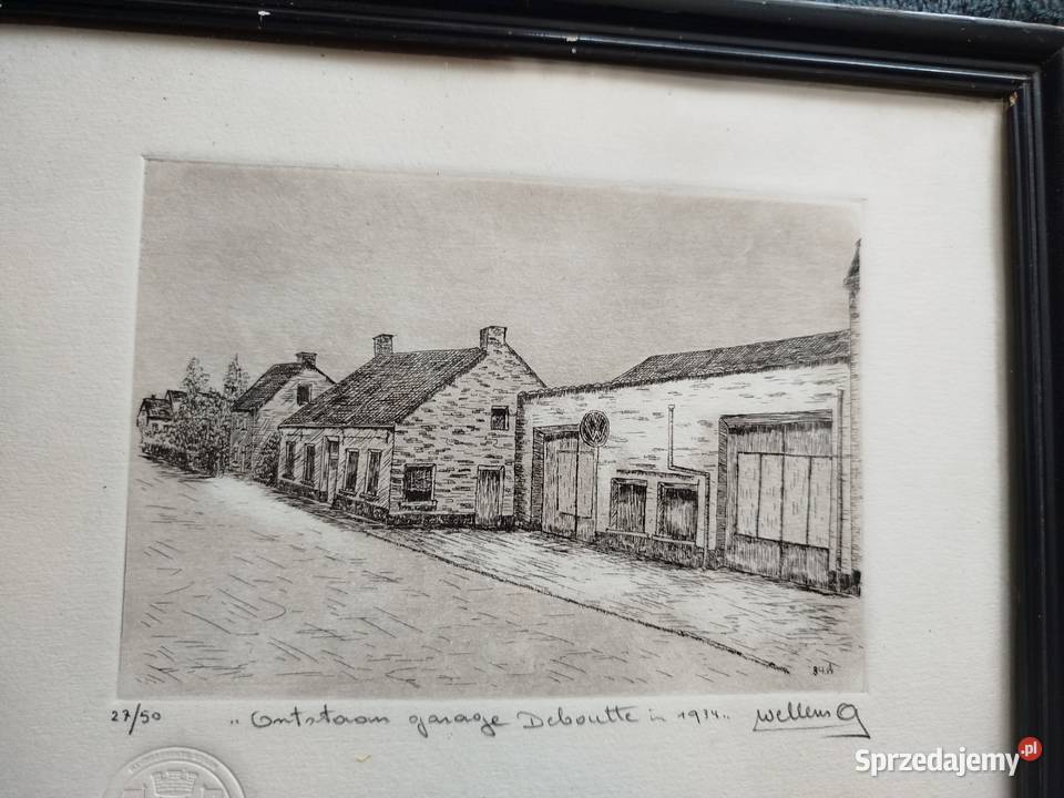 Obraz grafika podpisany z 1934 roku Antwerpia