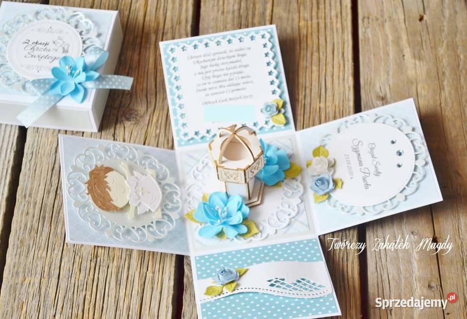 Kartka exploding box na Chrzest Święty ręcznie Słupsk sprzedam