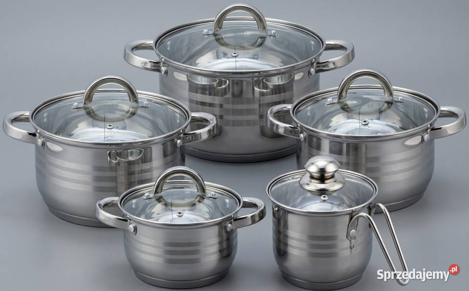 Garnki stalowe 9el z garnkiem do mleka Łódź