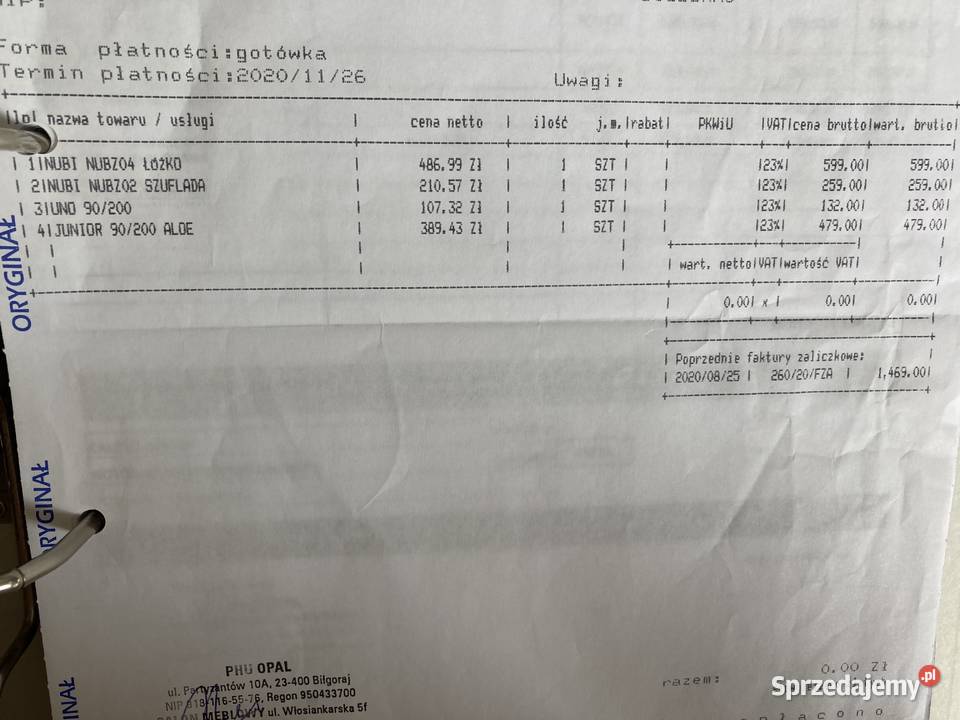 Łóżko Nubi Meble Wójcik do materaca 90200 Biłgoraj