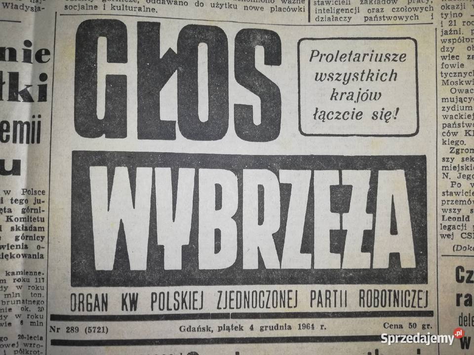 PRL. Głos Wybrzeża z 1964 roku, 107 sztuk, stare gazety.