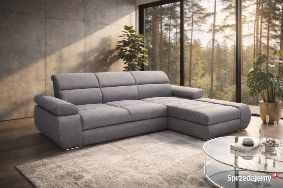 Narożnik Panama 100 skóra spanie pojemnik Piasek