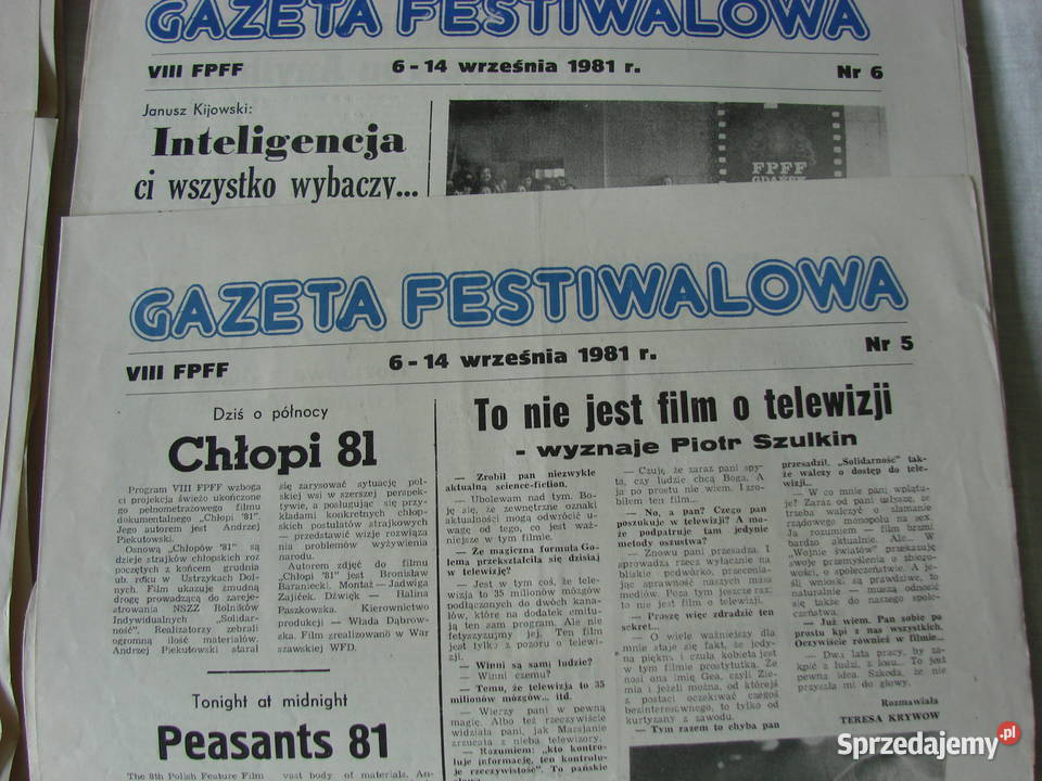 GAZETA FESTIWALOWA VIII FPFF 1981r pomorskie Pruszcz Gdański
