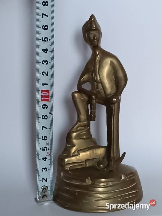 Figurka Górnika z kilofem mosiądz dekoracyjna Antyki podkarpackie Rzeszów sprzedam