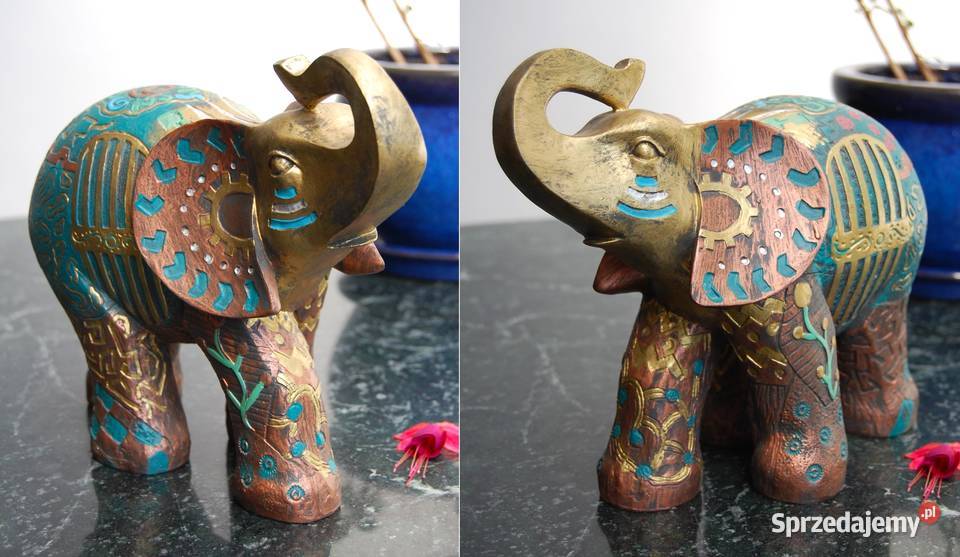 Słoń egipski ręcznie malowana figurka żywica Lublin