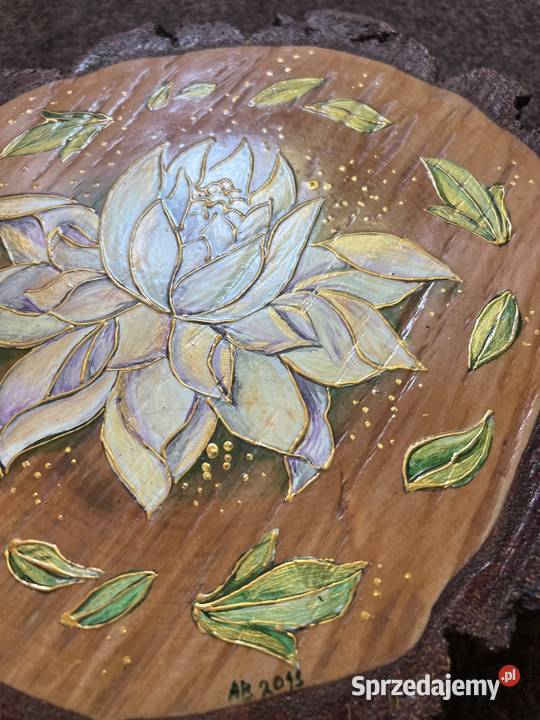 Obraz na desce dębowej kwiat lilia Rękodzieło Zabrze sprzedam