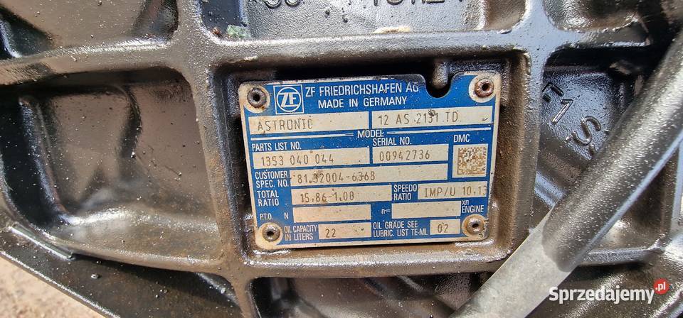 MAN SKRZYNIA BIEGÓW 12AS2131TD 12 AS 2131 TD Bieleń