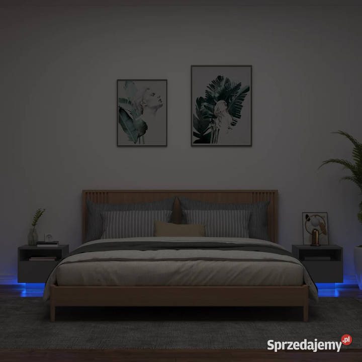 Szafki nocne z oświetleniem LED 2 czarne Warszawa